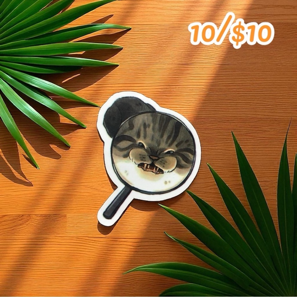Magnified Grumpy Cat Sticker – 1.5”